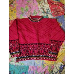 Vintage OSSI Skiwear Sweater Womens Large Wool Acrylic Knit Pullover 90s